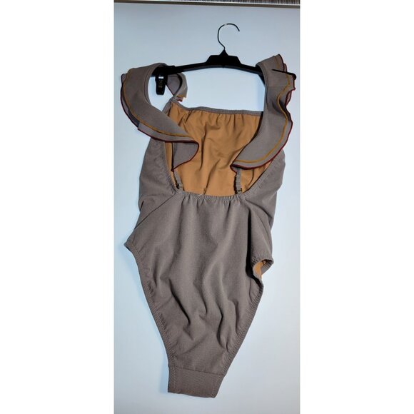 Madewell Ruffle-Strap One-Piece Swimsuit Women's Size 0 Color Gray/Blue - Picture 5 of 10